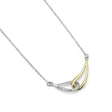 925 Sterling Silver Yellow Gold Two Tone Infinity Endless Love Symbol CZ Pendant Necklace