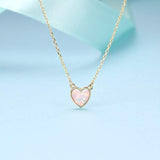 14K Gold Plated 925 Sterling Silver Heart White Opal Necklace for Women