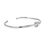 Thin Love Knot Cuff Bracelet Stackable For Women For Girlfriend Polished 925 Sterling Silver