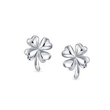 Good Luck Irish Celtic Four Leaf Clover Open Stud Earrings For Women Polished Finish 925 Sterling Silver