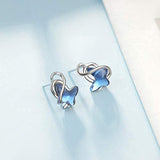 Sterling Silver Infinity Butterfly Earrings, Crystal from Swarovski Stud Earrings Butterfly Jewelry Gifts for Women