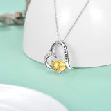 Sterling Silver Fox Necklace Heart Pendant Forever in My Heart Necklace for Women Girls Friends
