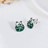 925 Sterling Silver Frog Stud Earrings Animal Jewerly for Women