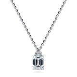 Rhodium Plated Sterling Silver Emerald Cut Cubic Zirconia CZ Solitaire Anniversary Wedding Pendant Necklace