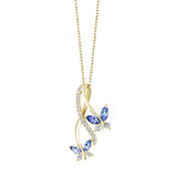 18K Yellow Gold Plated Silver Marquise Blue Tanzanite Butterfly Infinity Pendant Necklace with 18 inch Chain (1.21 cttw)