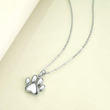 Paw Print Keepsake Jewelry Urn Necklace for Ashes Sterling Silver Cremation Memorial Pendant for cat Dog's Pet's Ashes