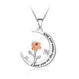 Silver  Rose Flower Pendant Necklace