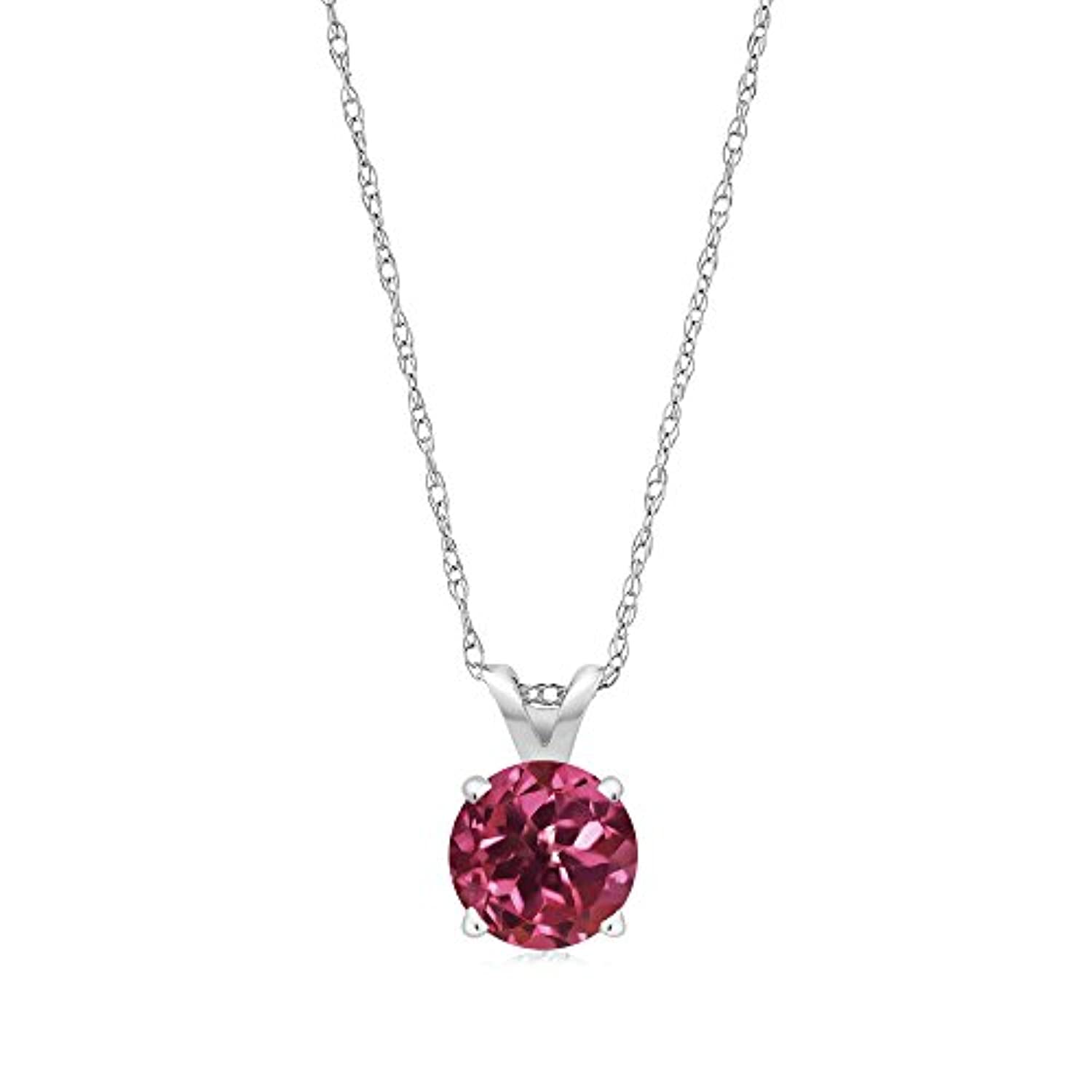 14K Gold Pink Tourmaline Pendant Necklace  with 18 Inch 14k Chain