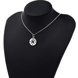 S925 Sterling Silver Choker Sideways Necklace Compass Pendant Necklace