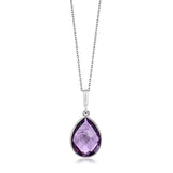 925 Sterling Silver Amethyst Pendant Necklace 6.50 Ct Pear Shape Gemstone Birthstone For Women with 18 Inch Silver Chain