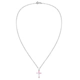 Cross of Faith  Pink Mother of Pearl 925 Sterling Silver Pendant Necklace