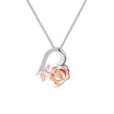 Silver  Flower Love Heart Necklaces