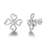 Silver Celtic Knot Clover Stud Earrings