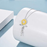  Silver Sunflower Cross Necklace 