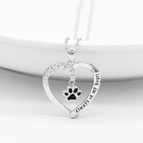 925 Sterling Silver Pet Paw Print Puppy Dog Love Heart Pendant Necklace Jewelry for Girls Women
