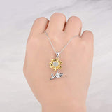 S925 Sterling Silver Sunflower with CZ Warmth Positivity Pendant Necklace