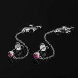 Dolphin Drop Earrings 925 Sterling Silver Threader Long Chain Ear red Cubic Zirconia Earrings.Mother's Day for Women