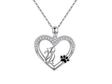 925 Sterling Silver Cat Paw Heart Pendant Necklace
