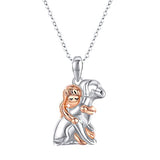 Silver Dog Necklace  Cute Animal Pendant 