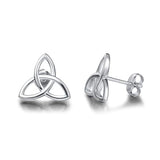  Silver Celtic Knot Floral Heart Stud Earrings 