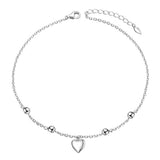 S925 Sterling Silver Anklet for Women Girl Heart Charm Adjustable Foot Anklet  Jewelry Birthday Gift
