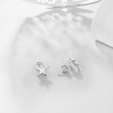 Moon and Star Earrings, Moon and Star Jewelry 18K Gold Plated 925 Sterling Silver Opal Star Earrings Moon Earrings for Women