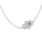 925 Sterling Silver Hamsa Hand of Fatima Evil Eye Choker Necklace Jewelry for Women