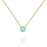 14K Gold Plated Round Created Opal Necklace | Opal Necklaces for Women