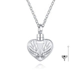 925 Sterling Silver Urn Pendant Necklace Heart Angel Wings Teardrop Cremation Jewelry for Ashes Memorial Keepsake for Women