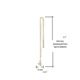 Yellow Gold Plated 925 Sterling Silver Threader Chain Long Tassel Drop Minimalist Pull Through Earrings For Women Girls，Length 4