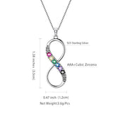 925 Sterling Silver LGBT Necklace Women Gay Pride Pendant Necklace Rainbow stone infinity Jewelry