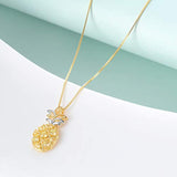 Sterling Silver Pineapple Necklace Gold Plated Pendant,Jewelry Gift for Women
