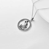 Wolf Necklace 925 Sterling Silver Wolf Celtic Pendant for Men Women, Oxidizied Viking Jewelry for Men