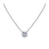 Dainty Cubic Zirconia Necklace Sterling Silver Solitaire Pendant Necklace for Women