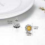 925 Sterling Silver Sunflower Earrings Stud Threader You are My Sunshine Two Tone Jewelry for Women