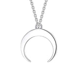 Silver Crescent Moon Pendant Necklace