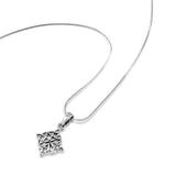 925 Sterling Silver Celtic Knot Symbol Square Pendant Necklace, 18 inches