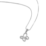 925 Sterling Silver White CZ Cubic Zirconia Stone Butterfly Pendant Necklace
