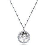 Silver Cubic Zirconia Tree Of Life  Pendant Necklace