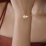 Star Bracelet 14K Yellow/White Gold Plated S925 Sterling Silver Cubic Zirconia CZ Dainty Star Jewelry for Women Teen Girls Mom Wife Sister Daughter with Jewelry Box