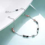 S925 Sterling Silver Black and Rose gold anklet for Women Girls Gifts