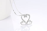 925 Sterling Silver double swan heart necklace for Mother Friend Birthday Gifts for Women Girls