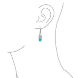 Celtic Irish Love Knot Work Bezel Set Stabilized Turquoise Leverback Earrings Dangle 925 Sterling Silver
