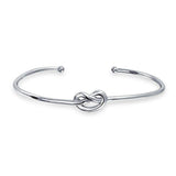 Thin Love Knot Cuff Bracelet Stackable For Women For Girlfriend Polished 925 Sterling Silver