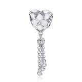 925 Sterling Silver White Flower Charm for Women Snake Bracelet Charm