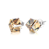 Silver Crystal Golden Shadow Stud Earrings with  Crystals from Swarovski