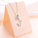 Sterling Silver Flowers Calla Lily  Pendant Necklace for Women