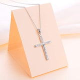 925 Sterling Silver Cubic Zirconia Cross Necklace Crucifix Pendant, Christian Religious Jewelry Gift for Women
