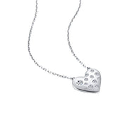 Sterling Silver  White Gold-Plated Heart CZ Pendant Necklace for Women,18 inches