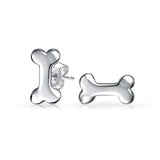 Minimalist Tiny Small Pet Puppy Animal Lover Dog Bone Stud Earrings For Women Teen 925 Sterling Silver
